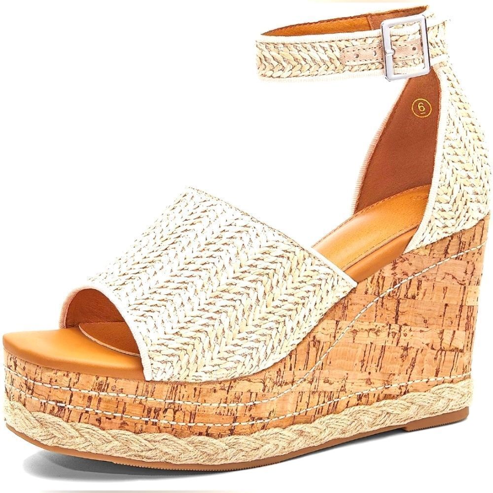 Ladies Platform Open Toe Wedge Heel Sandals sz 9